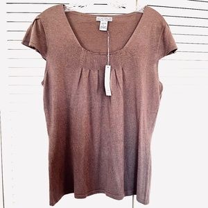 Lauren Hansen taupe knit sleeveless top sweater size L